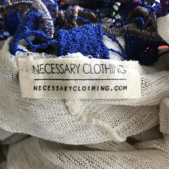 NECESSARY CLOTHING Womens Cream Sleeveless Tank Top Embroidered Back Small - Picture 3 of 3